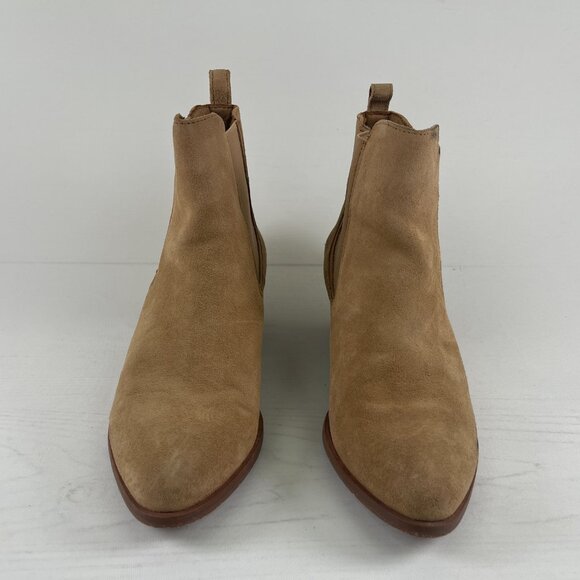 Thursday Chelsea Boots Womens 6.5 Suede Beige Handmade Leather Ankle Booties - Picture 7 of 11